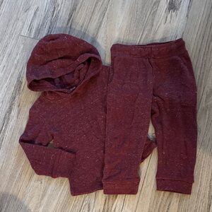 Cozy Maroon Waffleknit Kids Hoodie and Pants Set